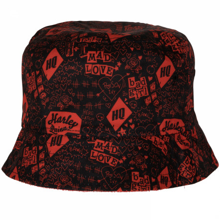 Harley Quinn Symbols Reversible Bucket Hat